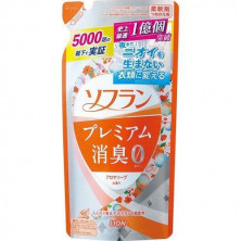 Lion Кондиционер для белья "SOFLAN" (защищающий от неприятного запаха до самого вечера "Premium Deodorizer Zero-Ø" - натуральный аромат цветочного мыла) МУ 450 мл