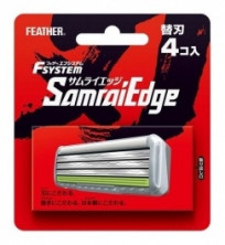 FEATHER Запасные кассеты с тройным лезвием д/станка Feather F-System "Samurai Edge" 4 шт