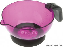 Чаша для краски DEWAL,фиолетовая, с ручкой и носиком, с резинкой на дне 360 мл