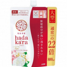 Lion Увлажняющее жидкое мыло для тела с ароматом изысканного цветочного букета “Hadakara" (мягкая упаковка с крышкой) 800 мл